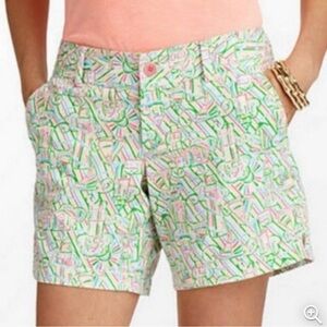 NWOT Lilly Pulitzer Flat Front Guiding Light Shorts Pink Green White Size 6
